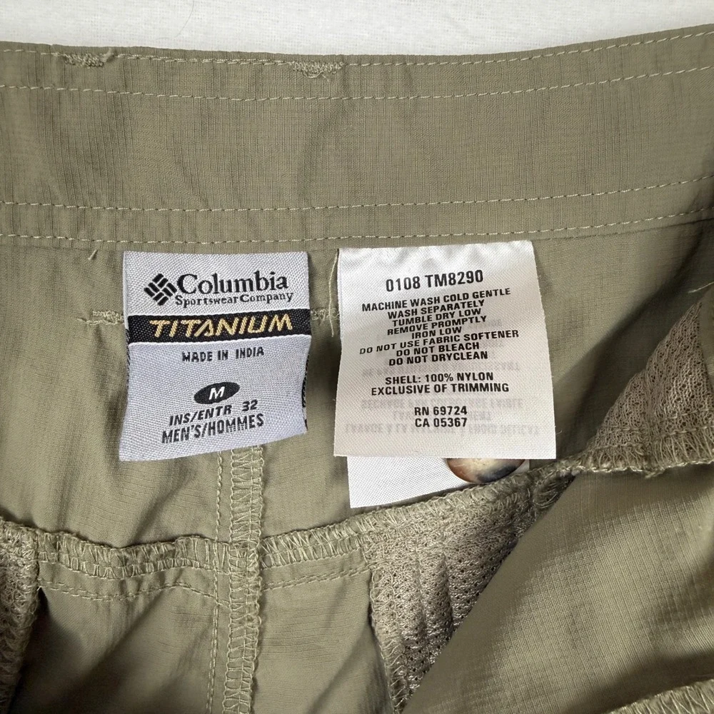 Columbia Titanium Convertible Cargo Pants Mens Medium 32 Zip Off Hiking Sage
